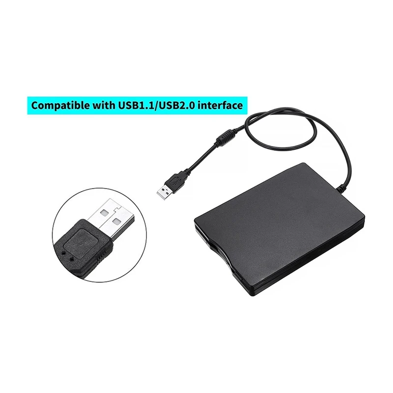 USB Floppy Disk Reader Drive 3.5In External Portable 1.44 MB FDD Diskette Drive For Windows 7 8 2000 XP Vista PC Laptop Black