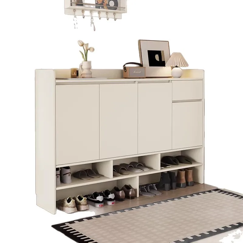 Solid wood oak shoe cabinet household cream throttle outer building outer road entrance