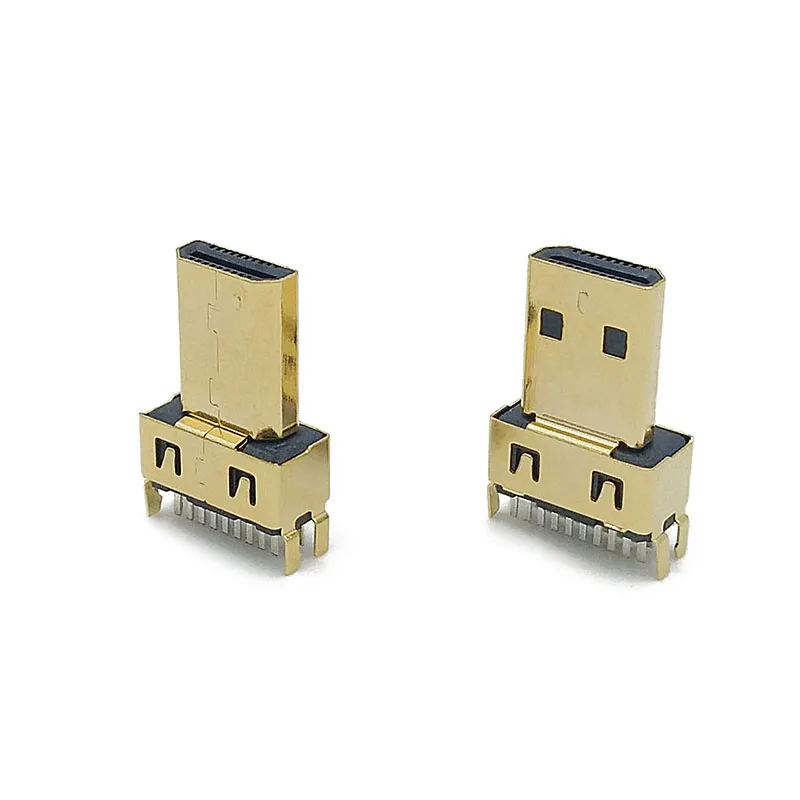 Connecteur de prise micro HDMI mâle, type D, 19 broches, 19P, attelle plaquée or, 20 pièces