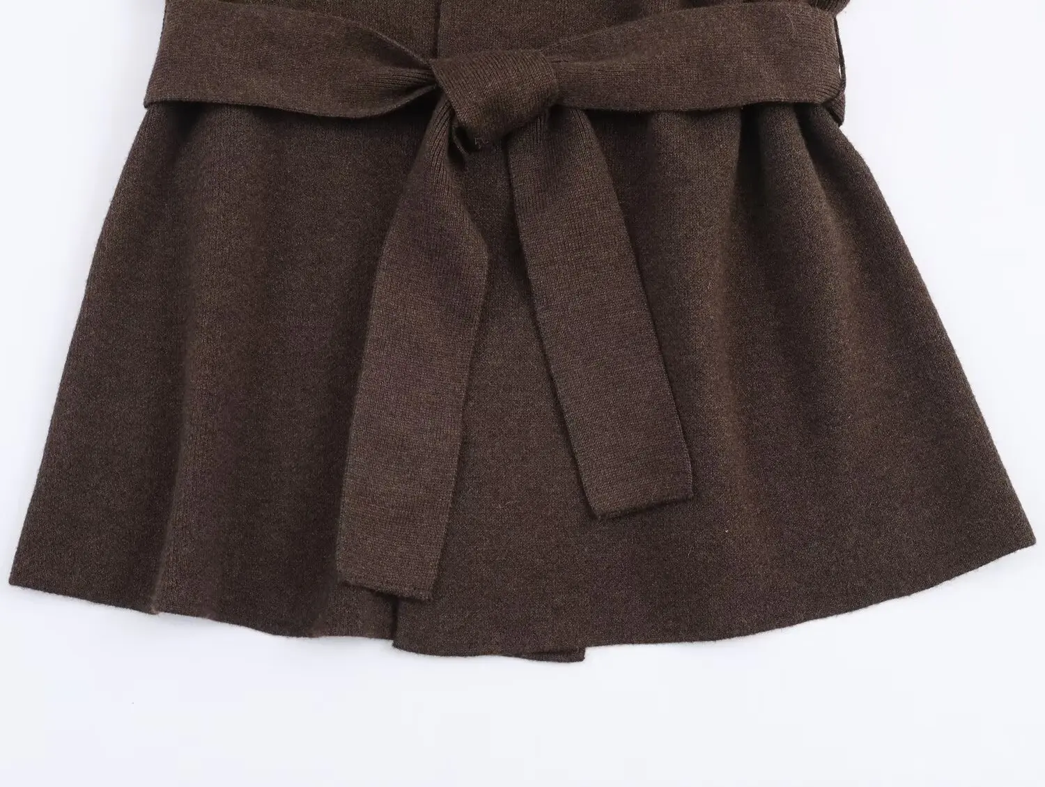 KONDALA Vintage Brauner Gürtel Frauen Winter Lässige Lange Strickjacken Chic V-ausschnitt Mode 2025, Elegante Weibliche Pullover Herbst Outwear