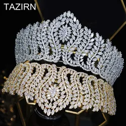 Big Tiaras Zircon Crowns Bridal Wedding Headwear Women Hair Accessories Bridal Diadem For Pageant Party CZ Queen Head Jewelry