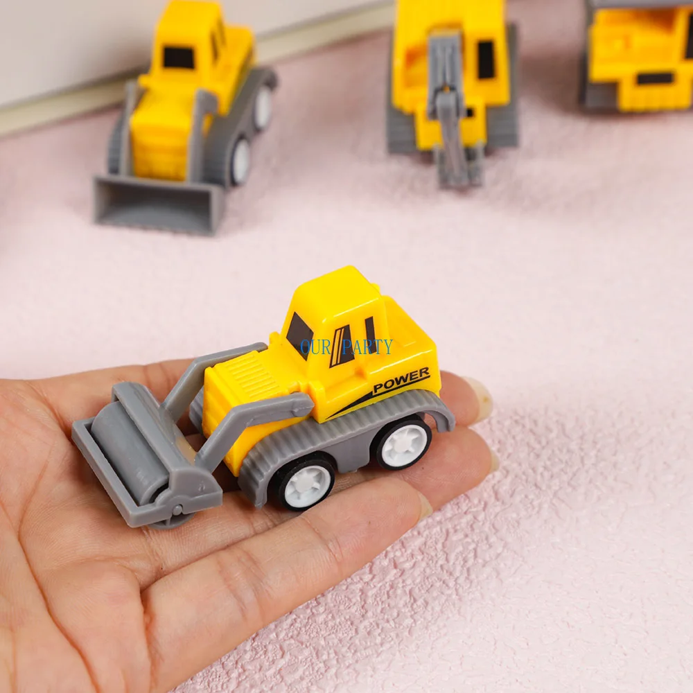 10Pc Cute Mini Engineering Vehicle Excavator Pull Back Car Toys for Kids Construction Theme Birthday Party Favors Pinata Fillers