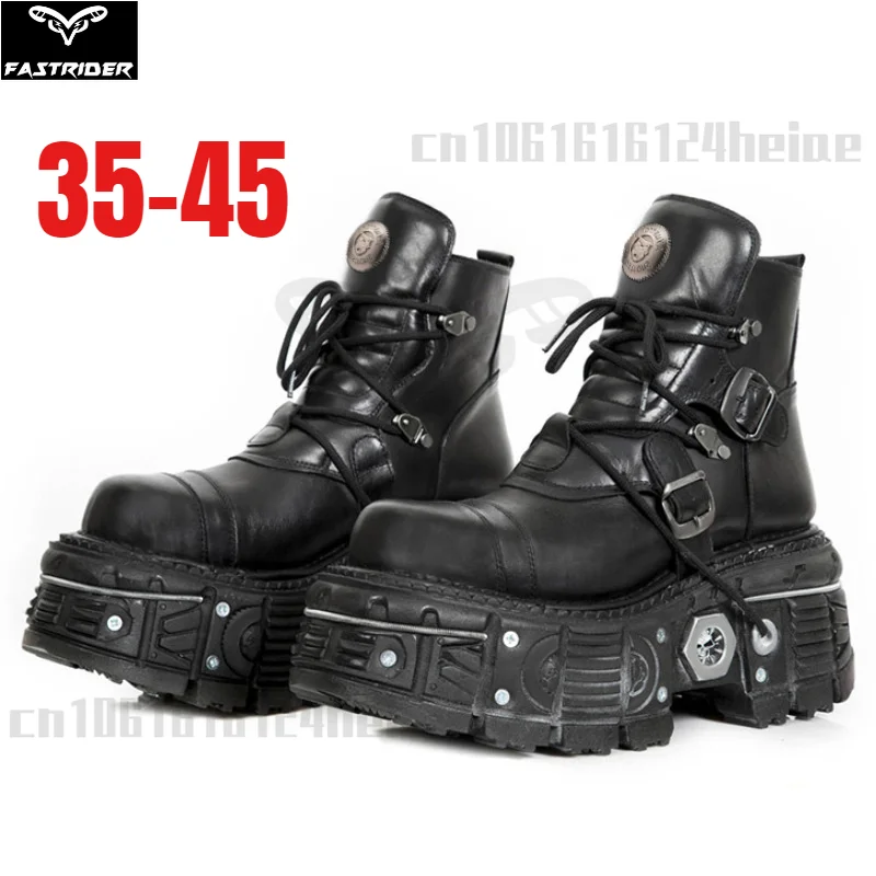 

Dark Retro Metal Thick-soled Boots Genuine Leather Handmade Punk Short Boots Hot Girl Motorcycle Boots