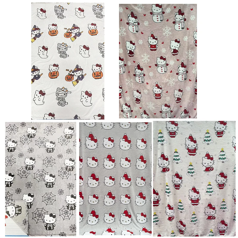 

Одеяло Хэллоуин Hello Kitty Sanrio аниме кавайное общежитие утолщенное автомобильное диван для сна сиеста одеяло игрушки для девочек рождественские подарки