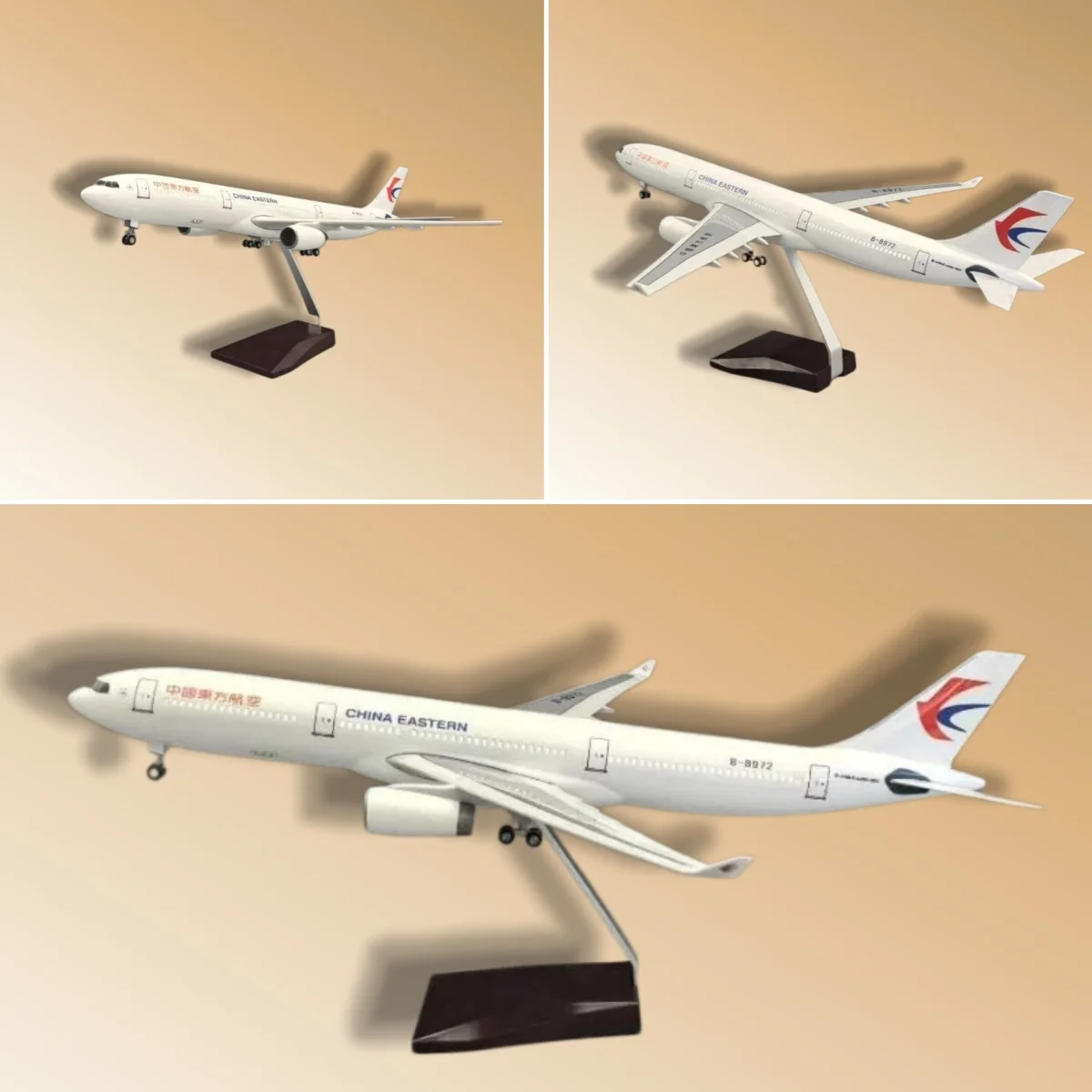 中国東方航空-a330-エアバス-43cm-照明付きダイキャスト樹脂製航空機模型（ランディングギア付き）1-135スケールモデル玩具