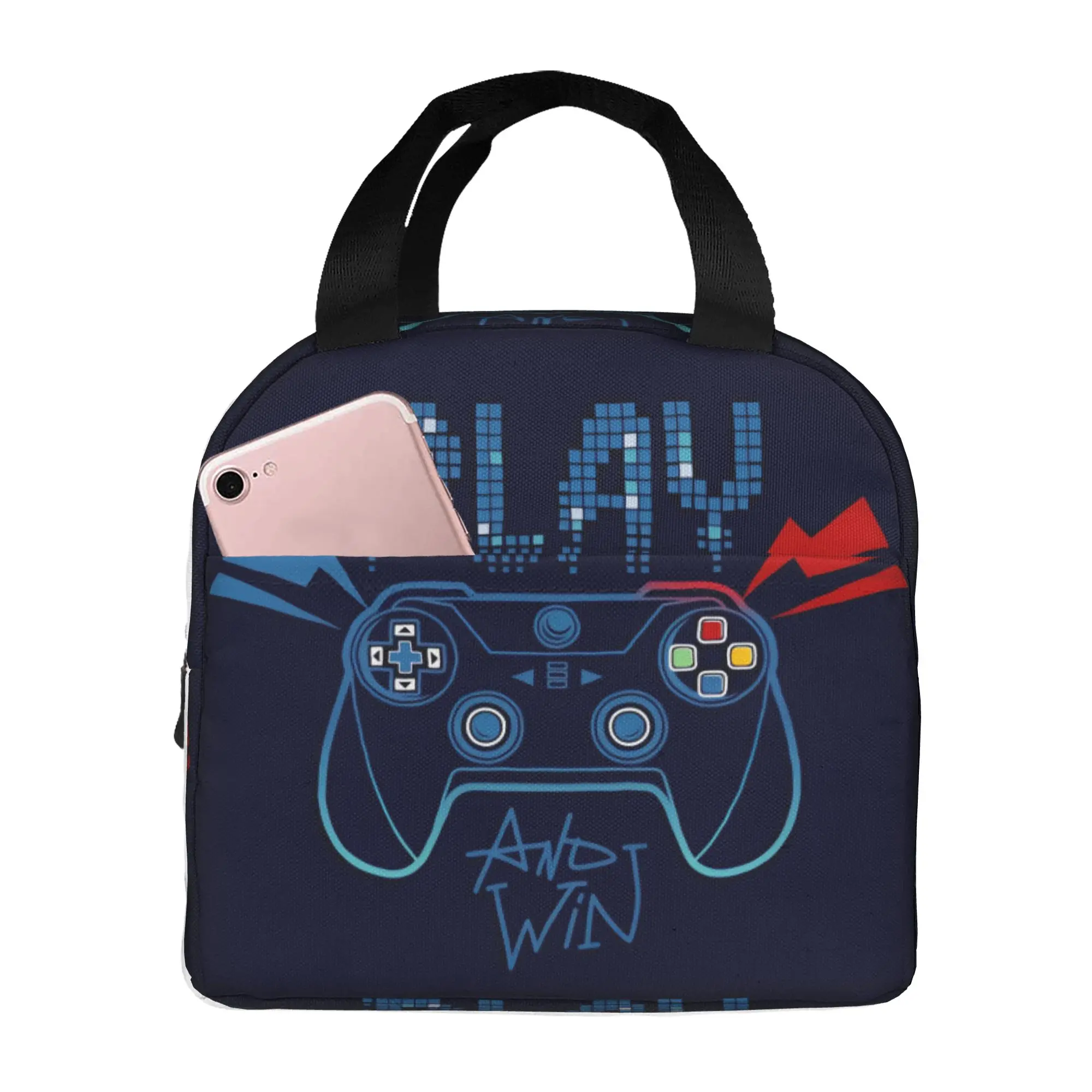 Game Controller Insulated Lunch Bag for Women Leakproof Colorful Cartoon Thermal Cooler Lunch Box Office Work School