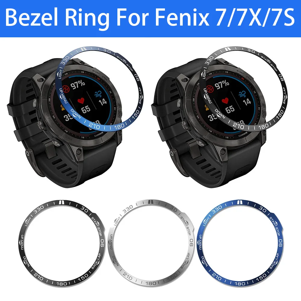

For Garmin Fenix 7 7X 7S Watch Bezel Ring Anti-Scratch Metal Stainless Steel Ring Styling Racing Speed