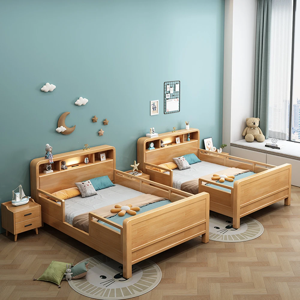 

Modern North Europe Bed Boys Modern Kids Wooden Frame Child Girl Room Cot Cribs Baby Bed for Children
