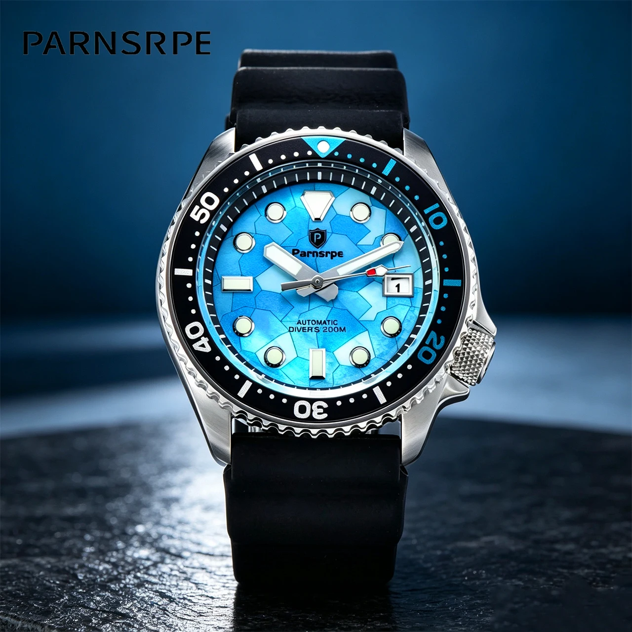 PARNSRPE NH35 42.5mm Textured Luminous Dial, Date Window at 3 50M Waterproof, Best Seller Diver Automatic Watch