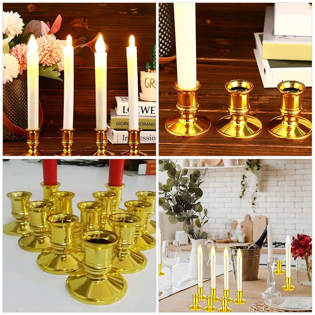 

24Pcs Fine Texture Plastic Holder Set Sophisticated Candlestick for Romantic Ambience Party Engagement Home Decoration