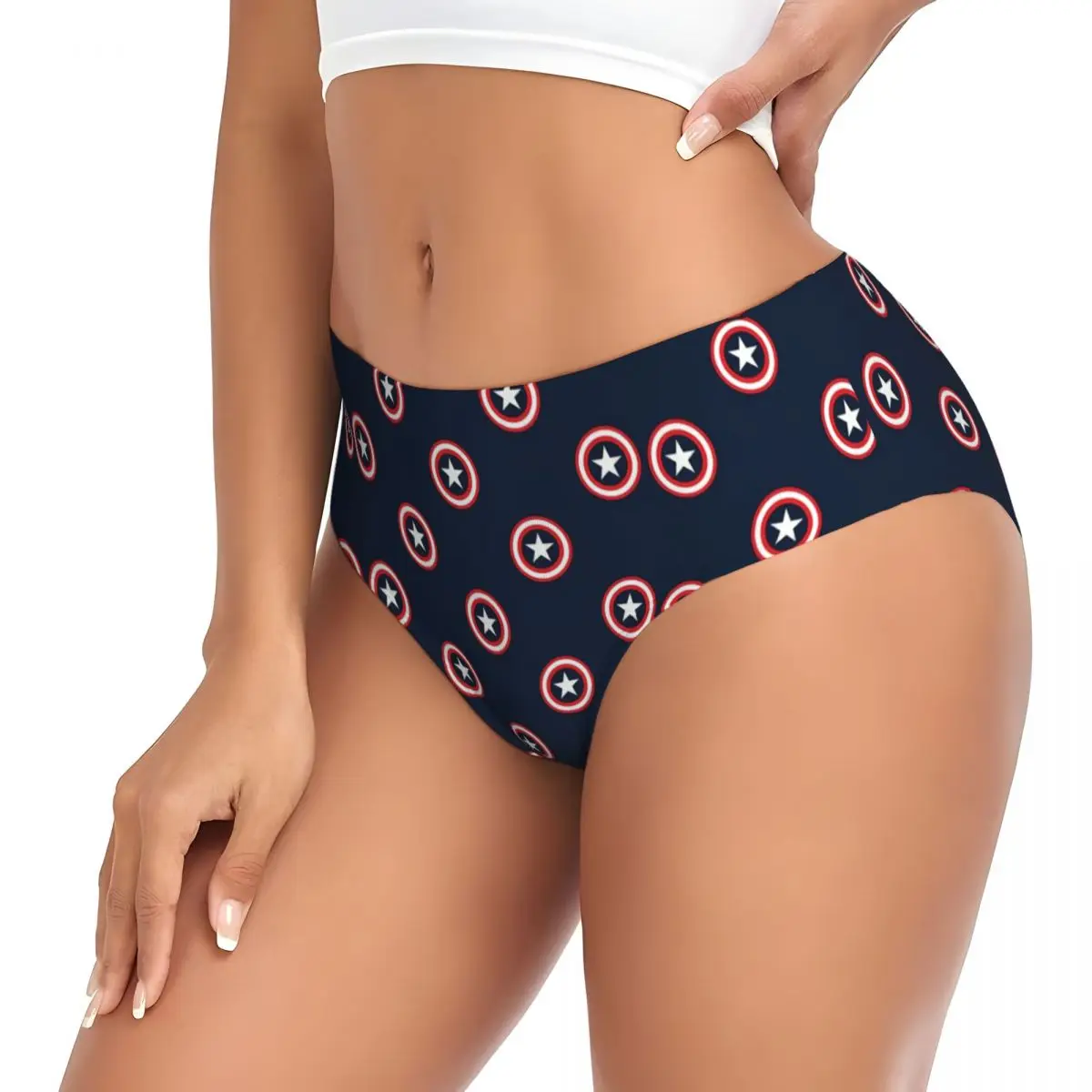 Custom Captain America Shields Briefs Underwear Womens Comfortable Stretch Panties