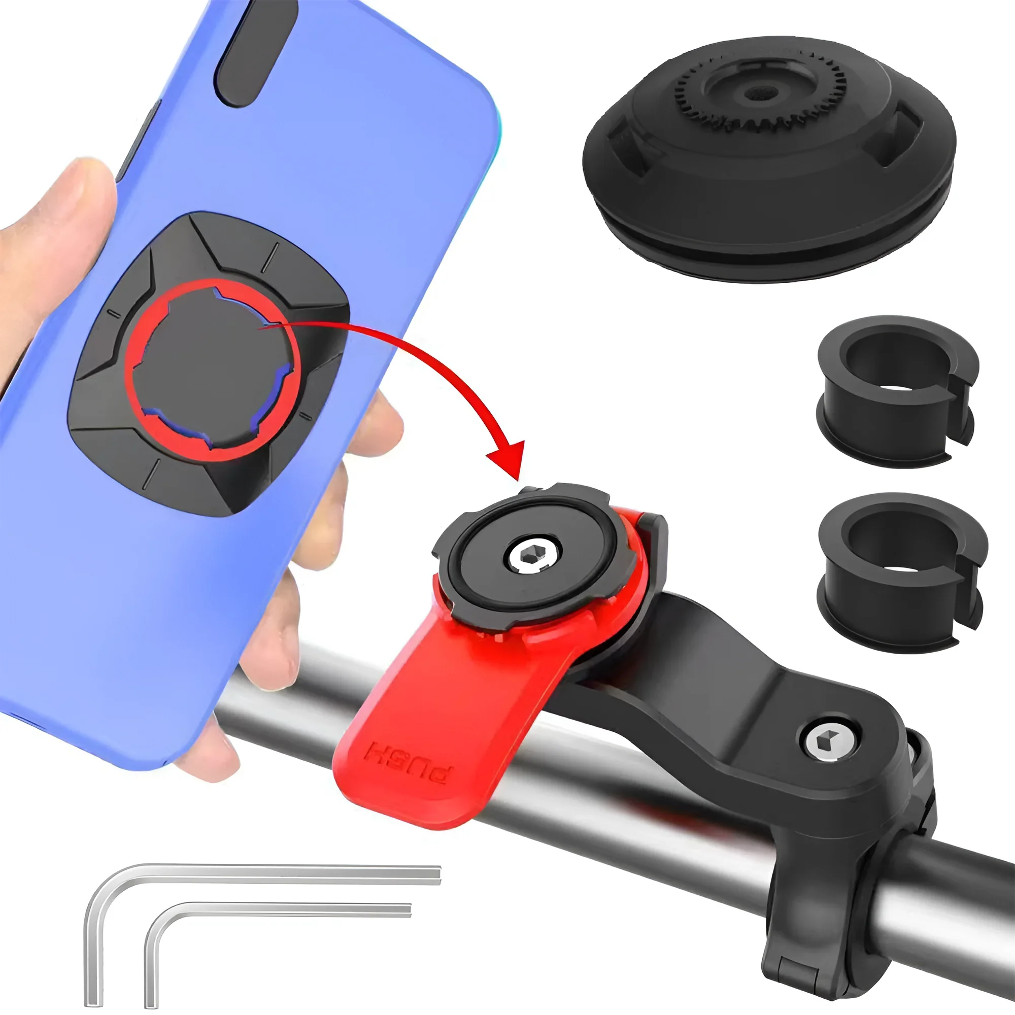 

Motorcycle Phone Mount, Anti-Shake Bike Cell Phone Holder with Vibration Dampener, Quick Release Attach/Detach