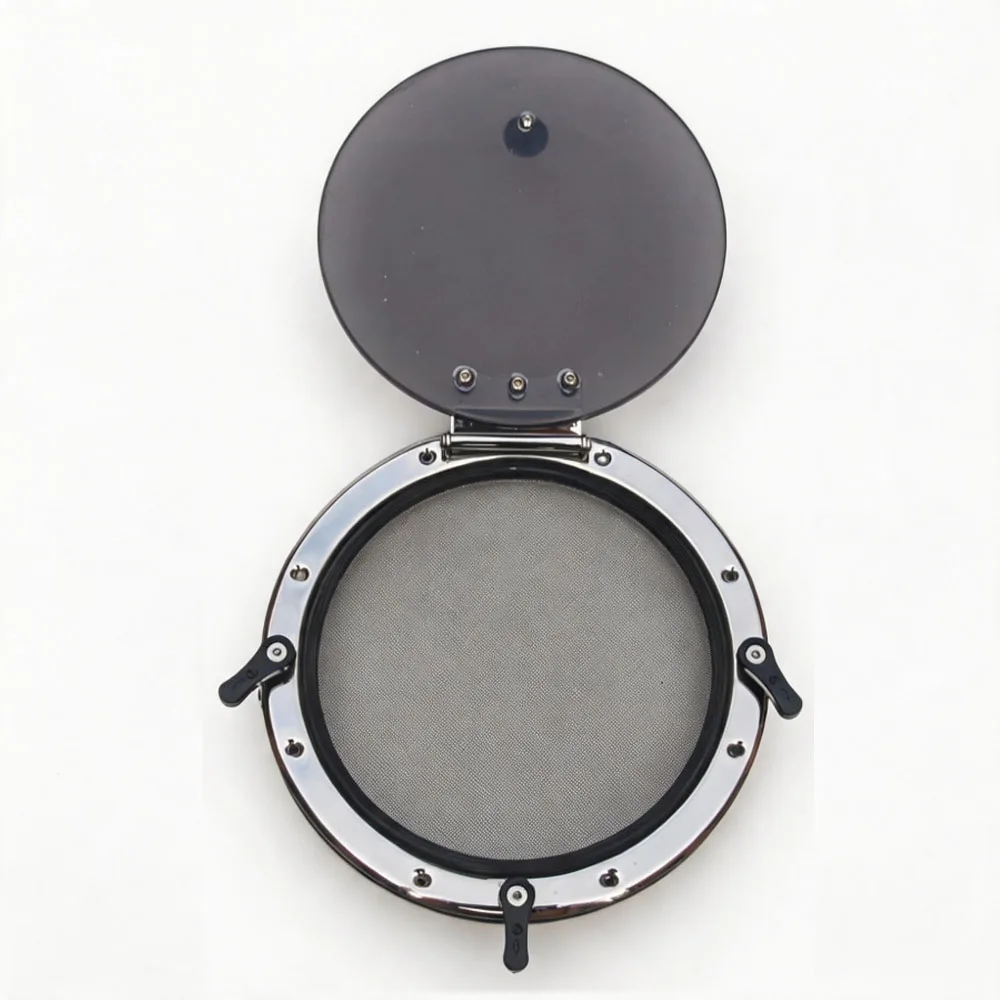 316L Stainless Steel Round Porthole Window Anti-mosquito Mesh Hatch for Yacht Boat RV Camper Ventilation Side View Window