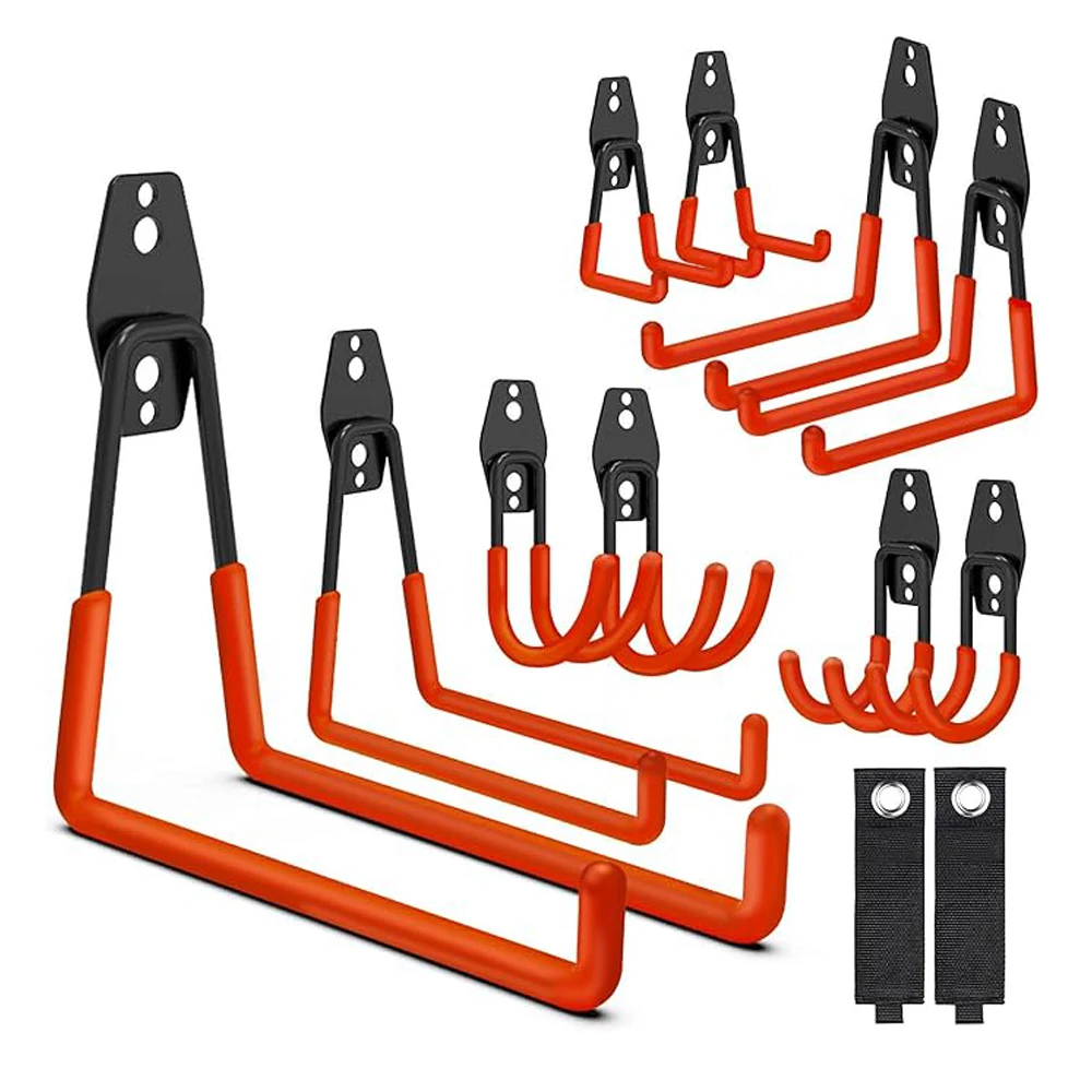 

12PCS Heavy Duty Metal Hook Wall Mount Bicycle Hanger Hooks Wall Mount Anti-slip Storage Hook For Ladders Garden Tool