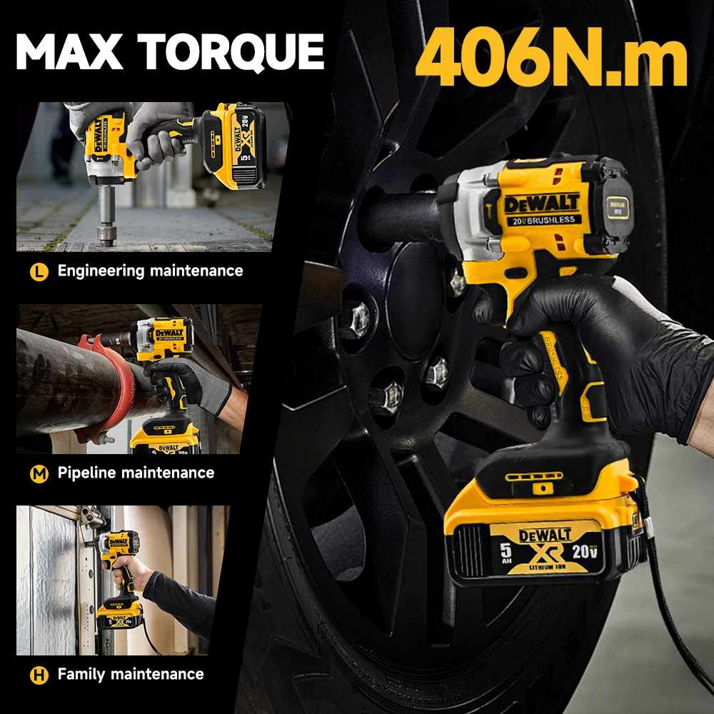 Dewalt DCF921 Wireless Brushless Impact Wrench 406N.m Electric Car Repair Home Maintenance Brand Tool