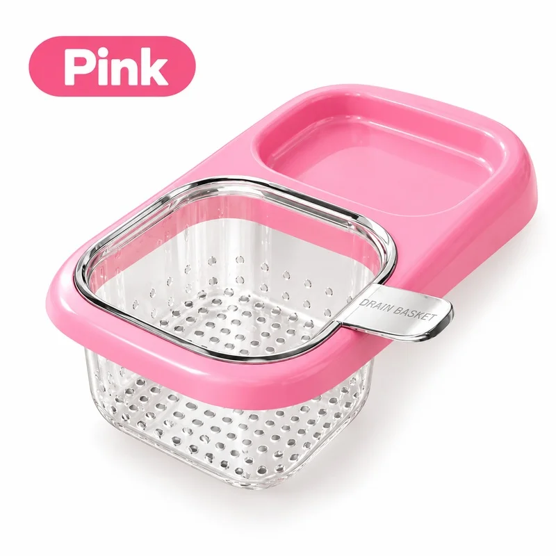 Kitchen Sink Drain Basket Suction Cup Food Waste Strainer Wet Dry Separator Sponge Brush Storage Holder for Kitchen Sink