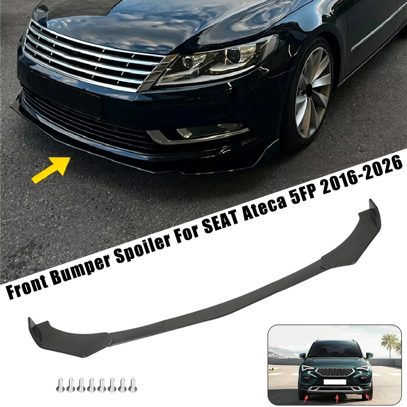 Sport Front Bumper Splitter Spoiler Lip For SEAT Ateca 5FP 2016-2026 5Pcs Adjustable Sectional Car Exterior Tuning Body Kit