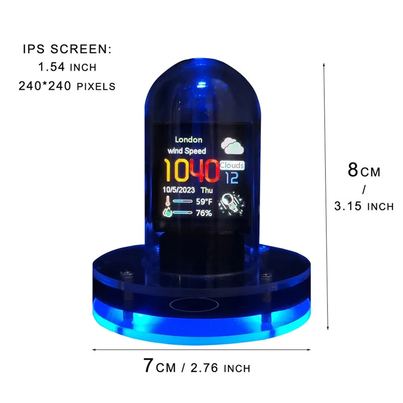 GROCE-Bitcoin Price Tracker Nixie أنبوب ساعة تنبيه مع أضواء RGB ملونة ومحطة الطقس WIFI ألبوم DIY وGIF