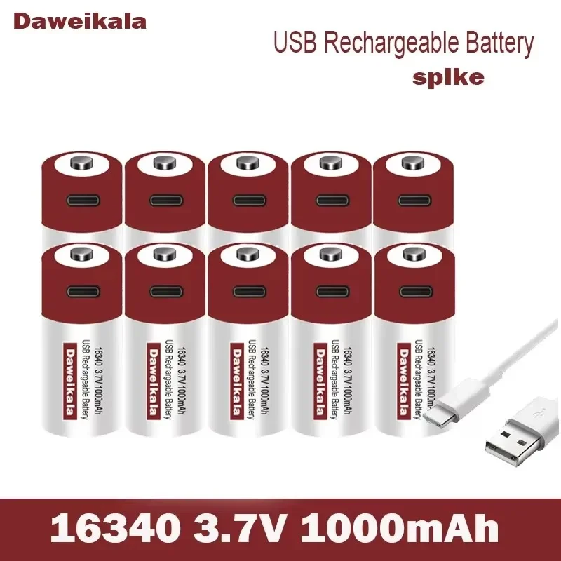 1-10pcs New USB Fast Charging Battery SHSEJA CR123A 123A CR123 ICR 16340 3.7V Lithium-ion Battery At 1000mAh