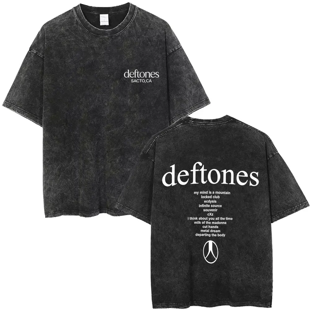 

Hot Sale Rock Band Deftones Private Music Album Washed Vintage T-shirt Men Women Fashion Casual T Shirts Oversized Short Sleeve