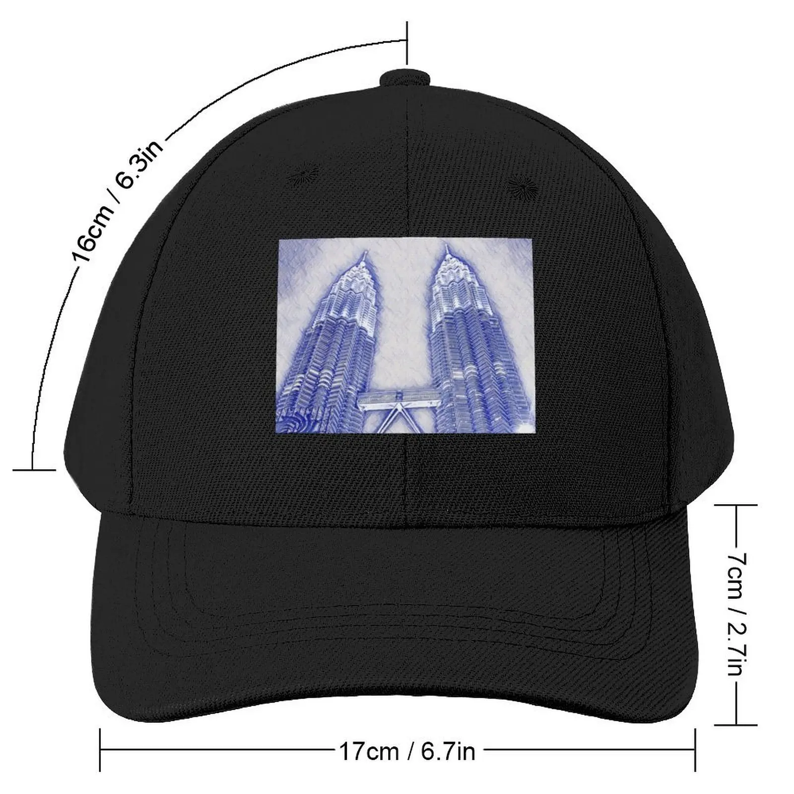 KLCC Petronas Towers Twin Towers of Kuala Lumpur MalaysiaCap Baseball Cap Big Size Hat Anime Hat Mens Hats Women's