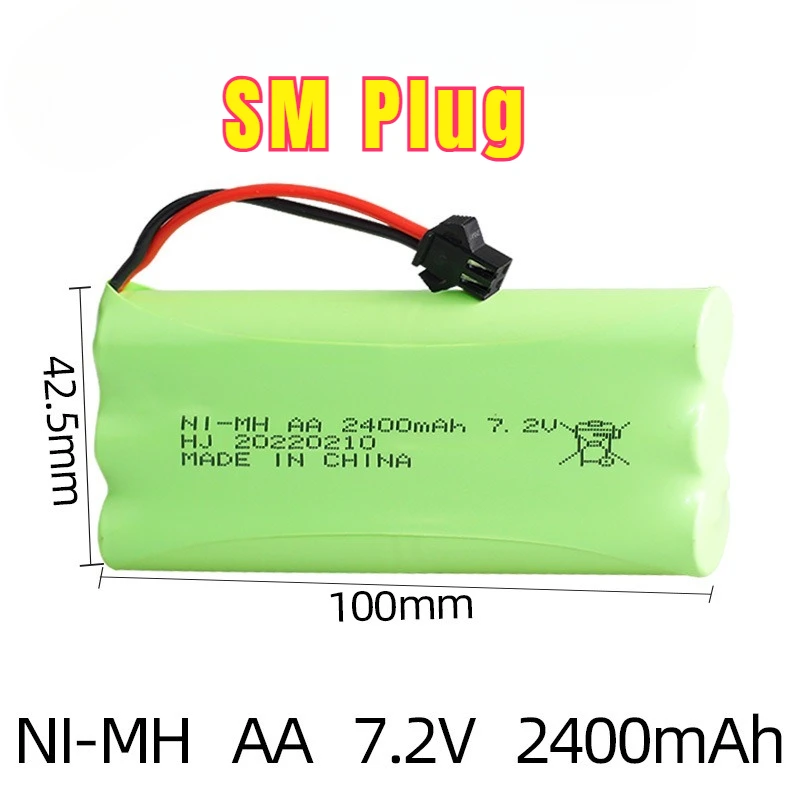 NI-MH AA Battery 7.2v 2400mAh for Rc Toys Cars Tanks Robots Upgraded Batteries Pack for Rc Boat 2400mah 7.2V Rechargeable