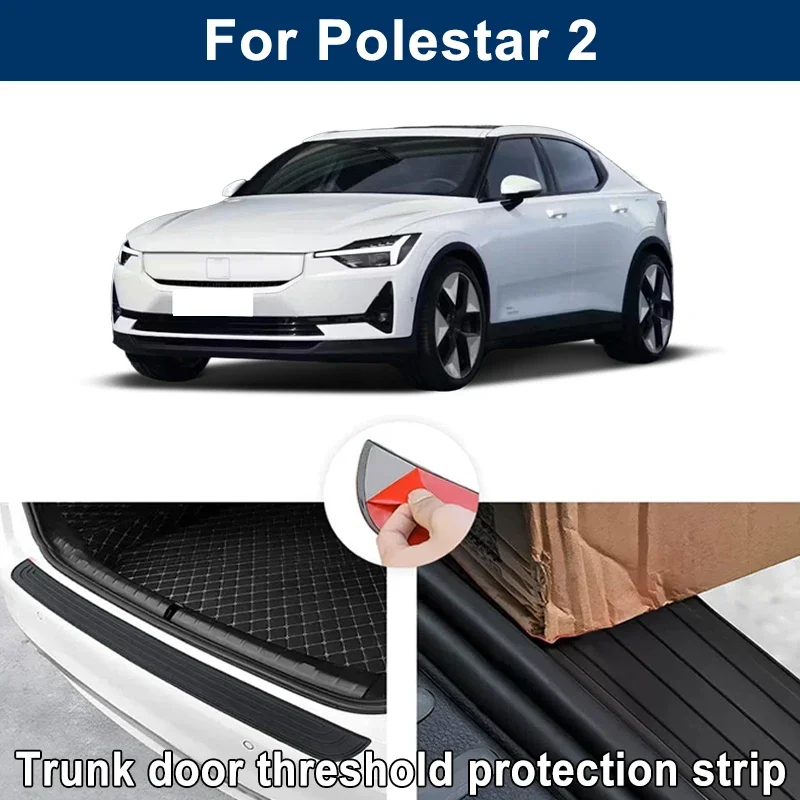 Car Trunk Sill Anti-scratch Guard Strip For Polestar 2  - Rear Bumper Rubber Protector Decorative Cover Sticker