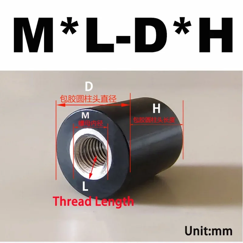 1Pc 304 Stainless Steel/Brass Female Thread 70A Polyurethane Nut Anti-Collision Shock Absorbing Stop Nuts Hardware Parts M3-M16