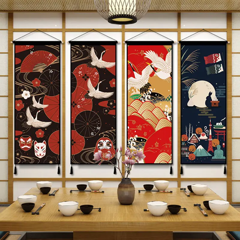 Japanese Posters Canvas Painting Wall Hanging Decor Ukiyoe Wall Art Print Pictures Room Decor Aesthetic Scroll Paintings
