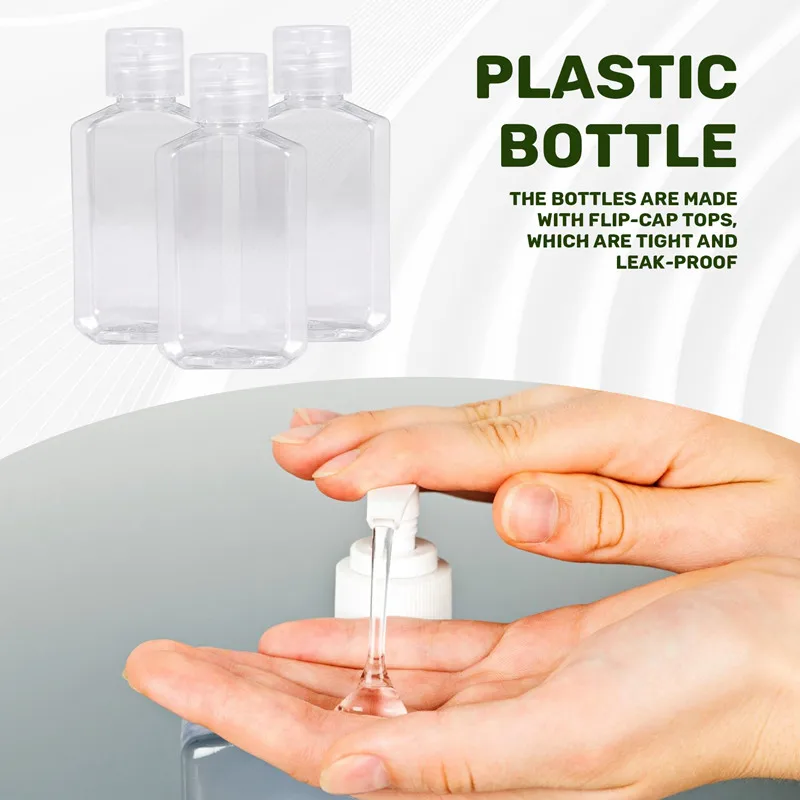 

40 шт. 60 мл (2 унции) прозрачные многоразовые пластиковые флаконы-контейнеры с откидной крышкой для путешествий