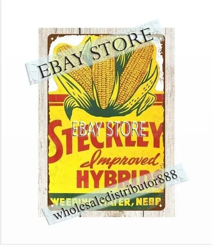 Steckley Improved Hybrids seed corn metal tin sign wall shed mancave