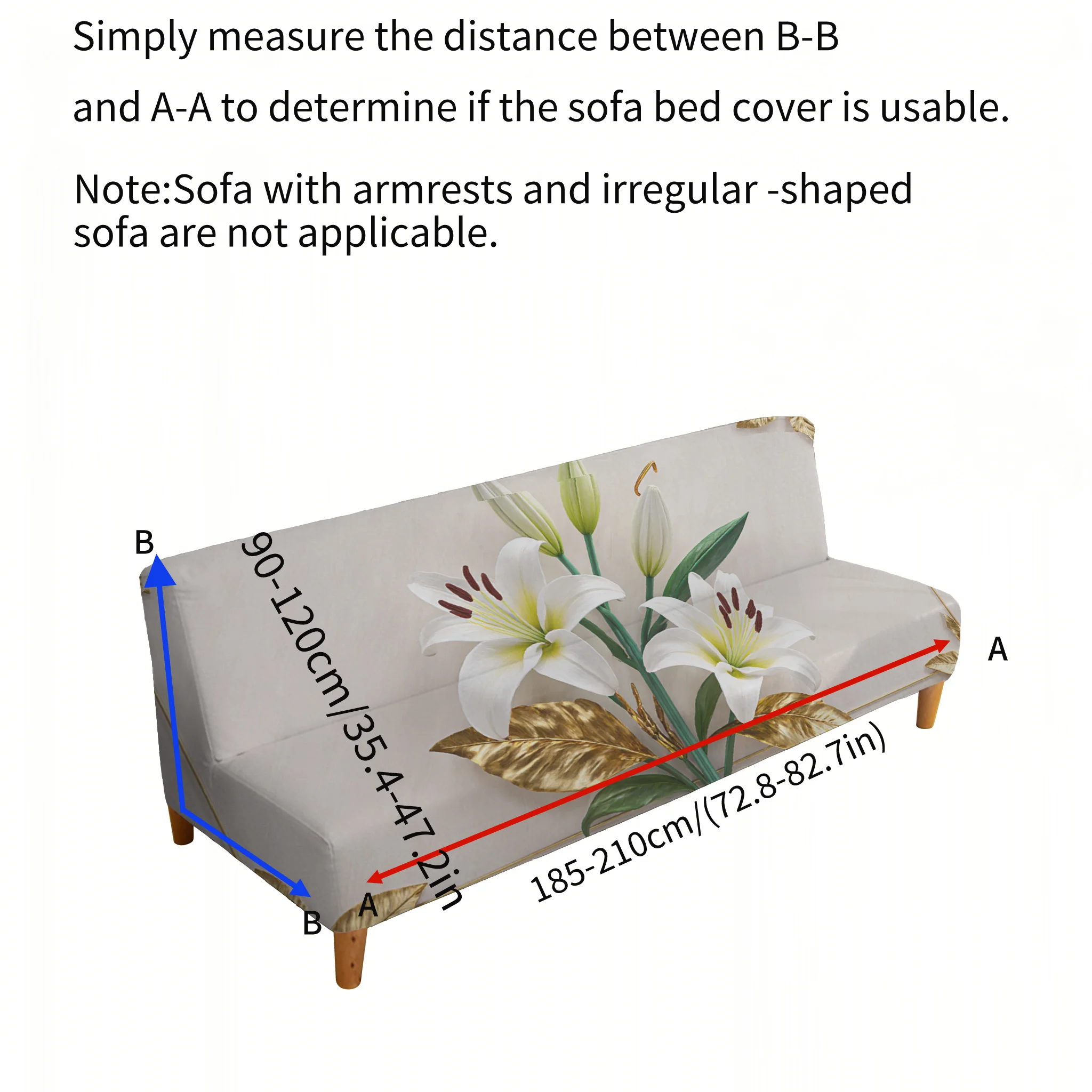 Light luxury gold leaf lily sofa bedspread, elastic sleeveless sofa cover, dust-proof and non-slip furniture protective cover