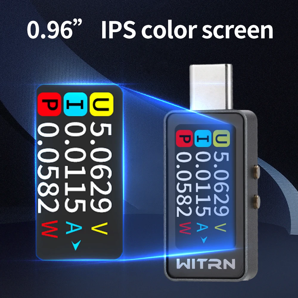 0.96 Inch Multi-function IPS Digital Voltage Ammeter Power Meter Type-C Charging Tester Current Measurement DC 4~28V 0~6A