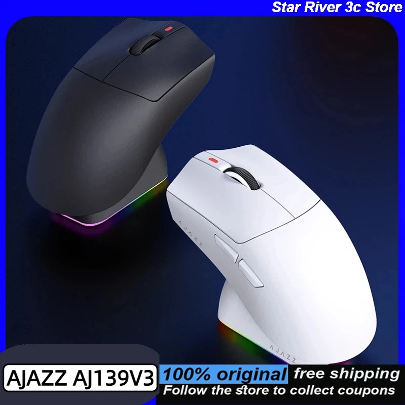 AJAZZ AJ139V3 Bluetooth Wireless Gaming Mouse PAW3395 800mAh Battery 32000DPI with RGB Magnetic Charging Dock for Windows Mac OS