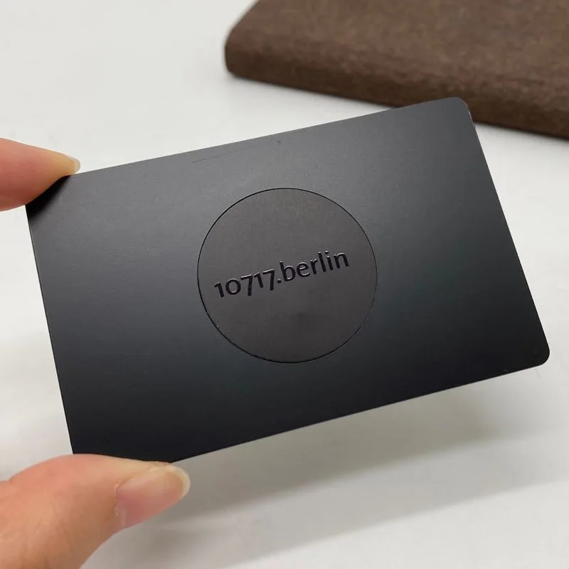 Customized product Custom RFID Electronic NFC Frosted Metal Business Card With Logo