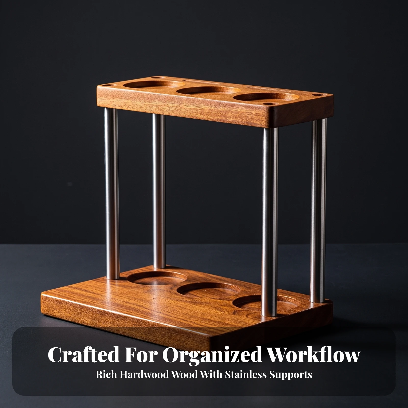 Storage Rack Space-Saving Coffee Tool Storage Rack Tamper Holder with Slots Two-Tier for Baristas, Cafe