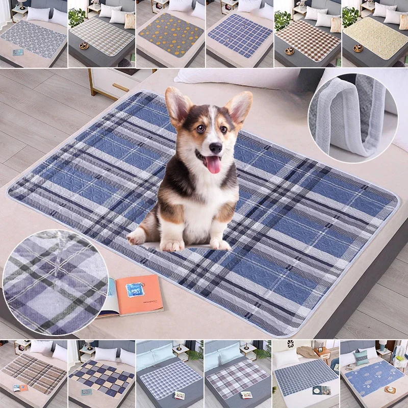 

Dog Pee Pad Comfortable and Breathable Waterproof Reusable Plaid Style Pet Training Mat Home Outdoor Seat Cover Dog Toilet Mat