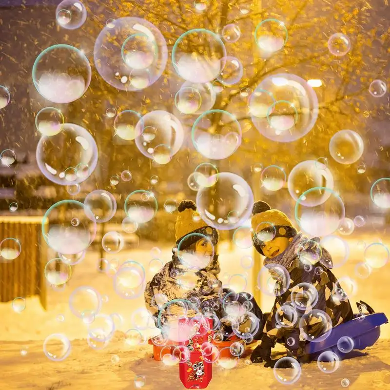 2025 السنة الصينية الجديدة التلقائي آلة فقاعة تقليد الألعاب النارية فقاعات كهربائية مع ضوء الموسيقى حفل زفاف الأطفال هدية