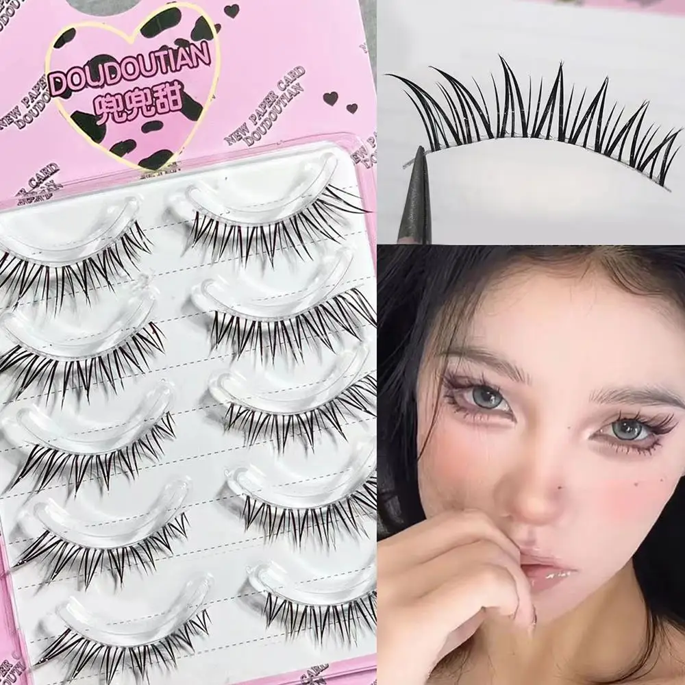 5 ペアナチュラルつけまつげコミックアイつけまつげ韓国うっすらエクステンションナチュラルセグメント化されたまつげバンドルメイクアップツール