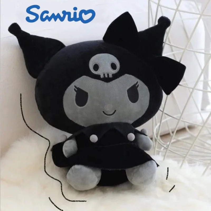 Sanrio Новинка кавайная черная плюшевая игрушка Kuromi Маленький Дьявол 30 см мягкая мультяшная анимационная Подушка декоративная подушка подарок для детей