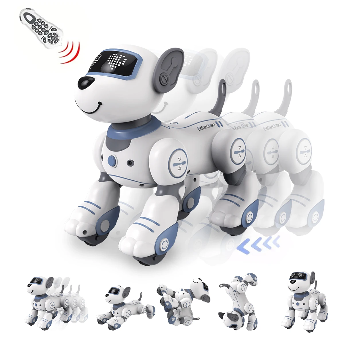 Jouets intelligents de télécommande de chien de Robot, animal de compagnie électronique interactif bricolage programmation fonction vocale chanson musicale cadeaux pour les enfants
