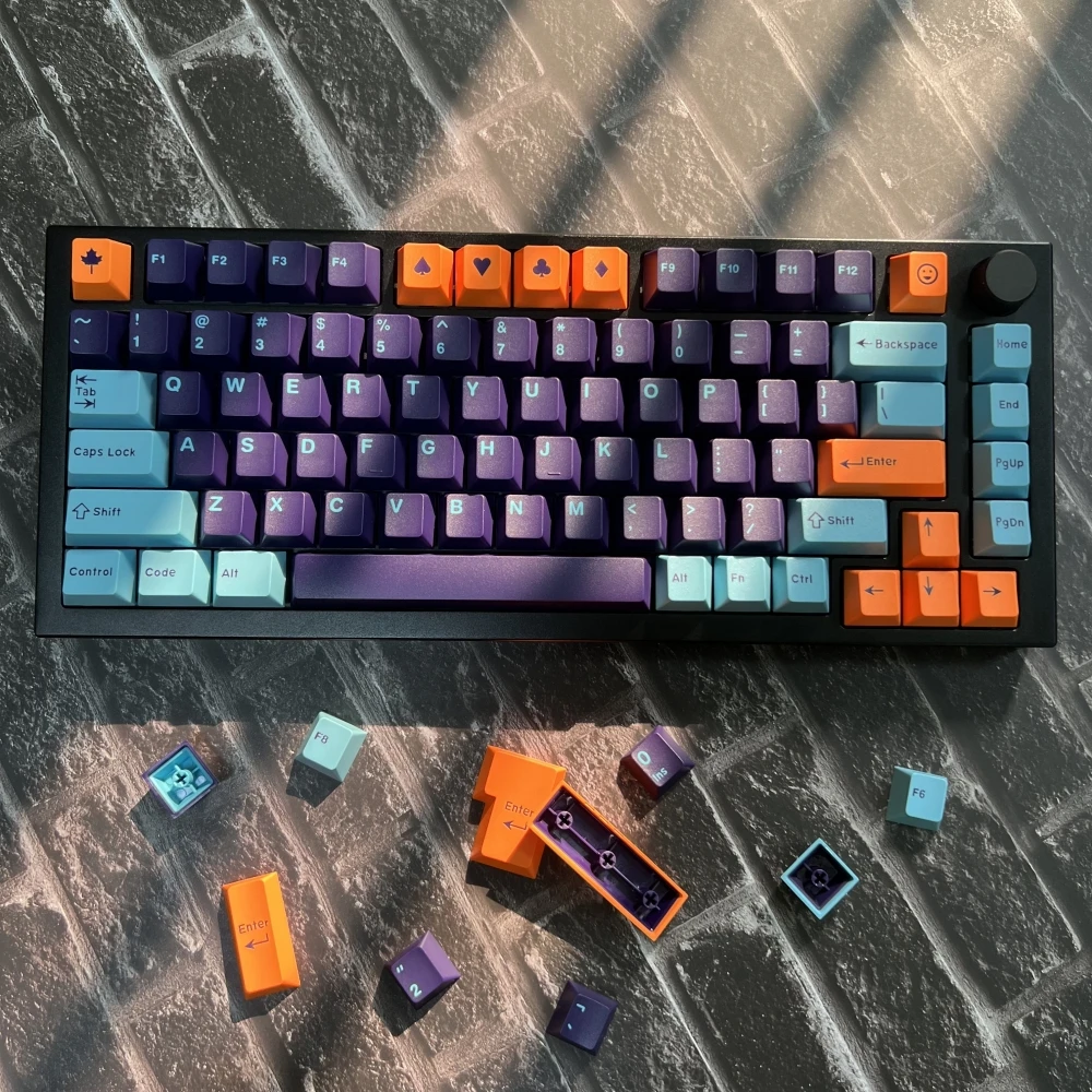 173 Keys Cherry Profile Purple Night Minimalist Keyboard Keycaps Double Shot ABS Keycaps for MX Switches Mechanical Keyboard