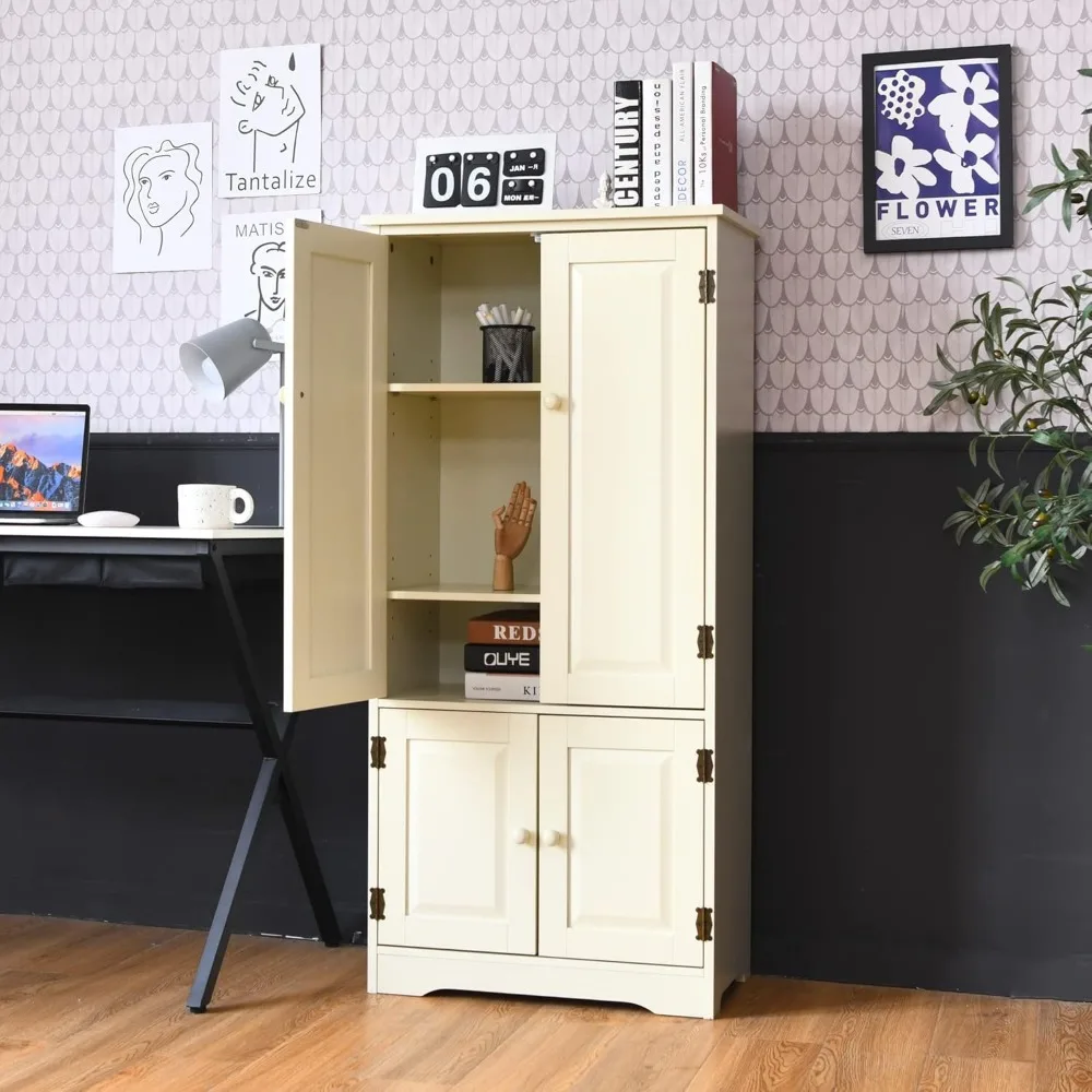 خزانة تخزين مخزن المطبخ، خزانة مطبخ حديثة مع أرفف قابلة للتعديل وجهاز مضاد للتداخل، فلو متعدد الوظائف