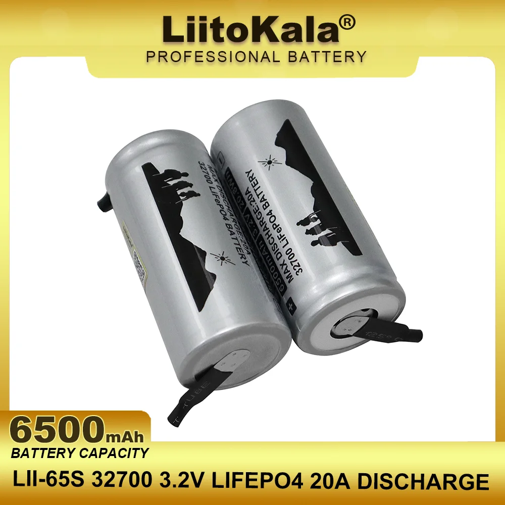 LiitoKala 3.2V LII-65S 32700 6500mAh LiFePO4 Battery 20A Continuous Discharge Maximum 55A High Power Batteries+Nickel sheets