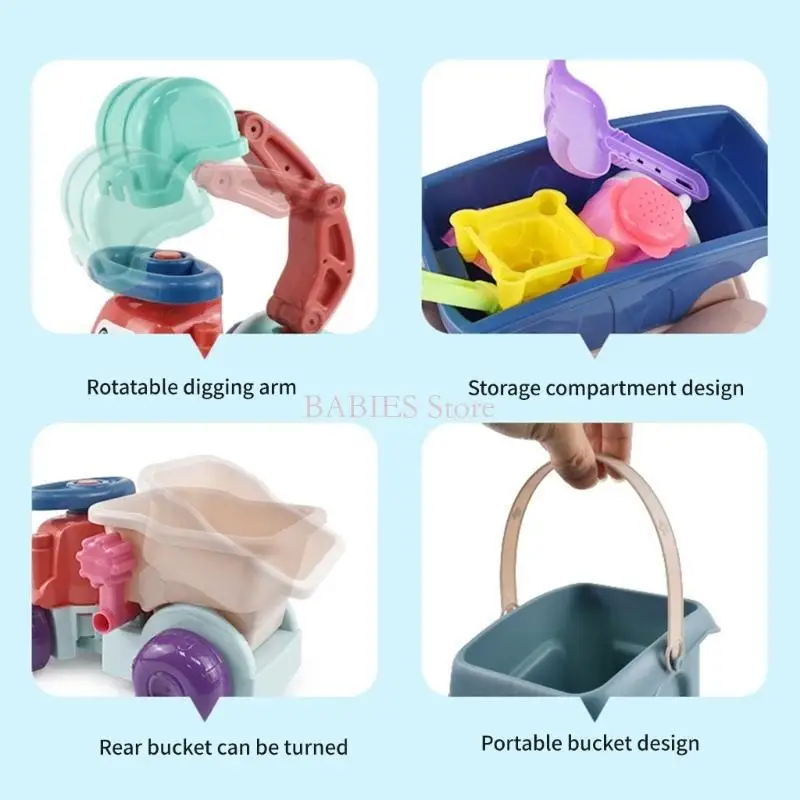 Set Mainan Plastik C9GB untuk Anak Usia 4-8 Tahun Lengkap dengan Rake dan Cetakan Sekop Ember Pasir untuk Permainan Kreatif