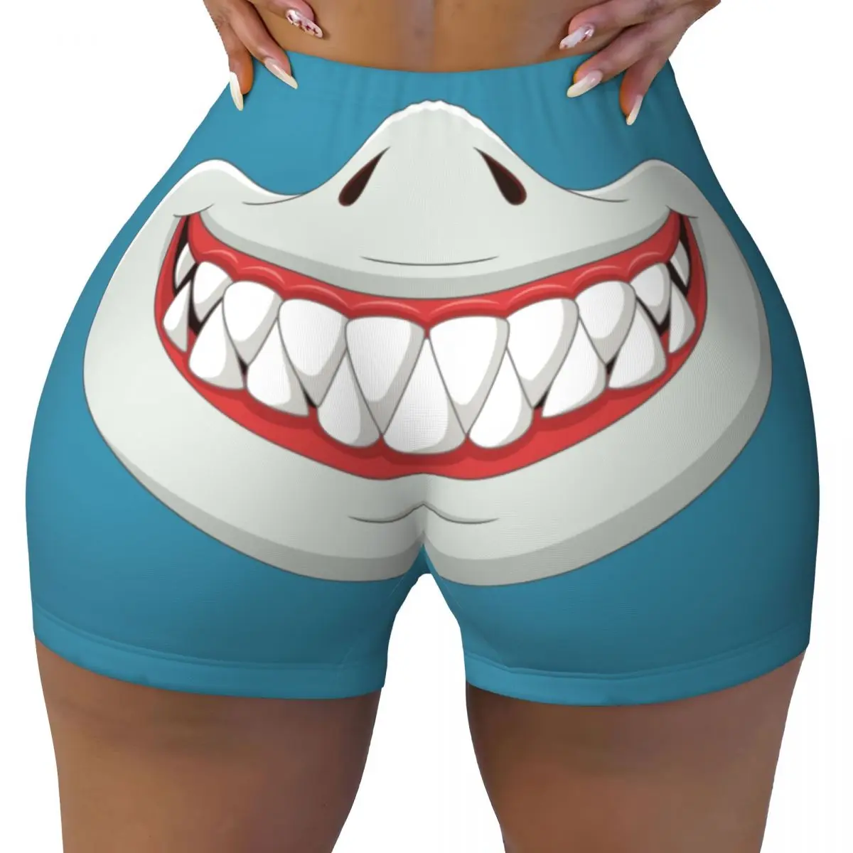 

Custom Shark Mouth Art Workout Shorts Women Gym Running Biker Yoga Shorts