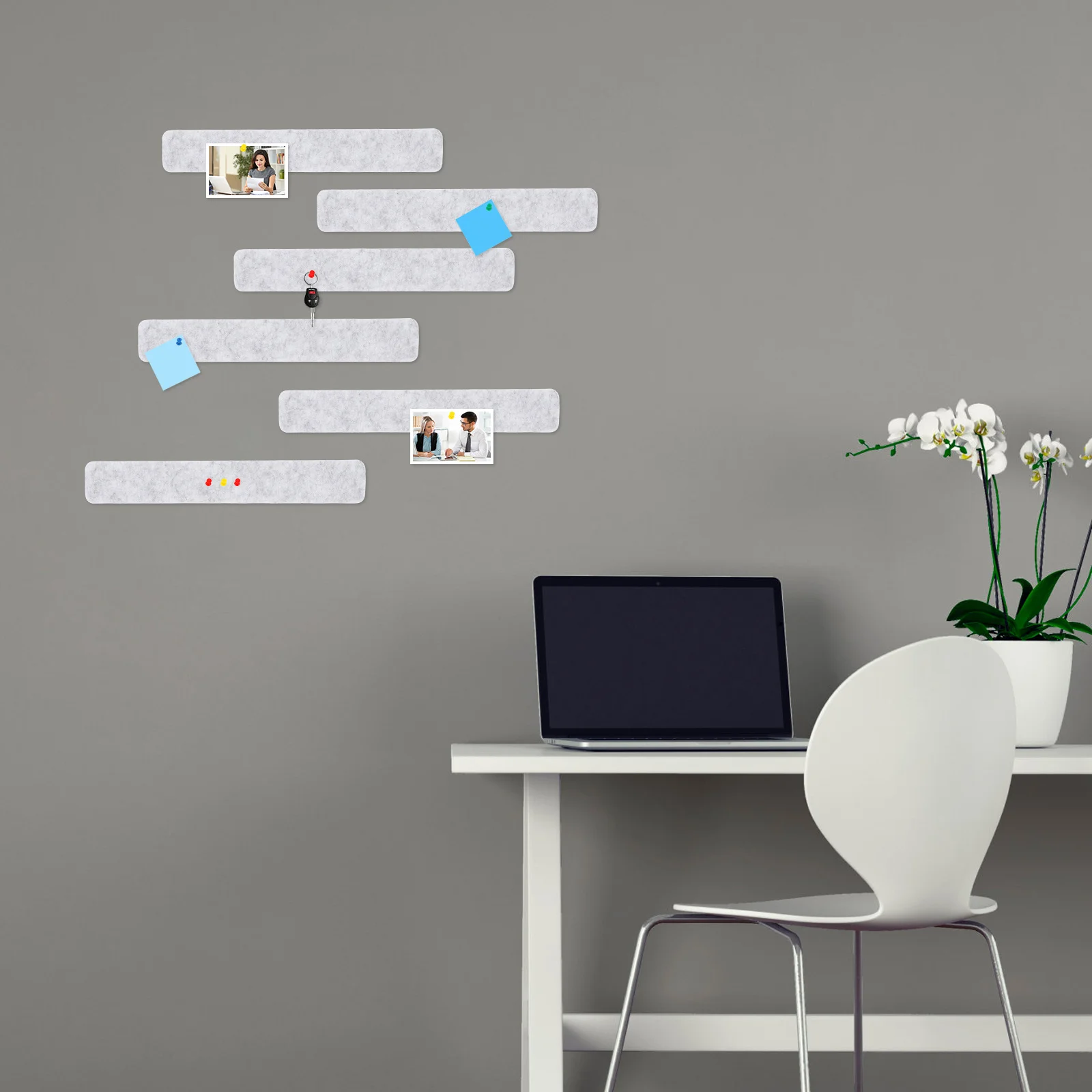 

8Pcs Felt Bulletin Bar Strips Adhesive Memo Board Strips Wall Pin Display Boards for Office Home School Felt Pin Board Strip