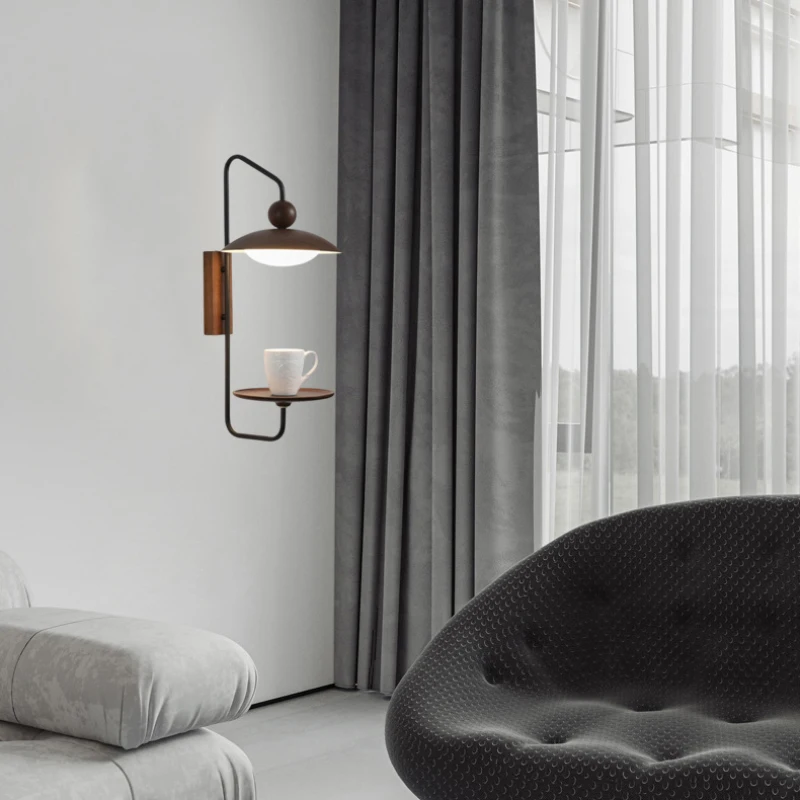 Modern Practical LED Wall Light Black Metal Living Room Bedroom Creative Sconce Art Deco Lamp