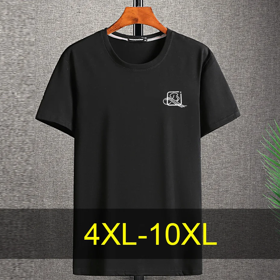 

10XL 12 XL Plus Size T Shirt Men Summer Short Sleeve T-shirt Print Tops Tees Male Big Size 12XL Tshirt Black White