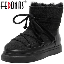 FEDONAS Sweet Winter Warm Boots 2025 Newest Suede Leather Flats Women Cross Tied Wedding Prom Winter Boots Women Water Snow